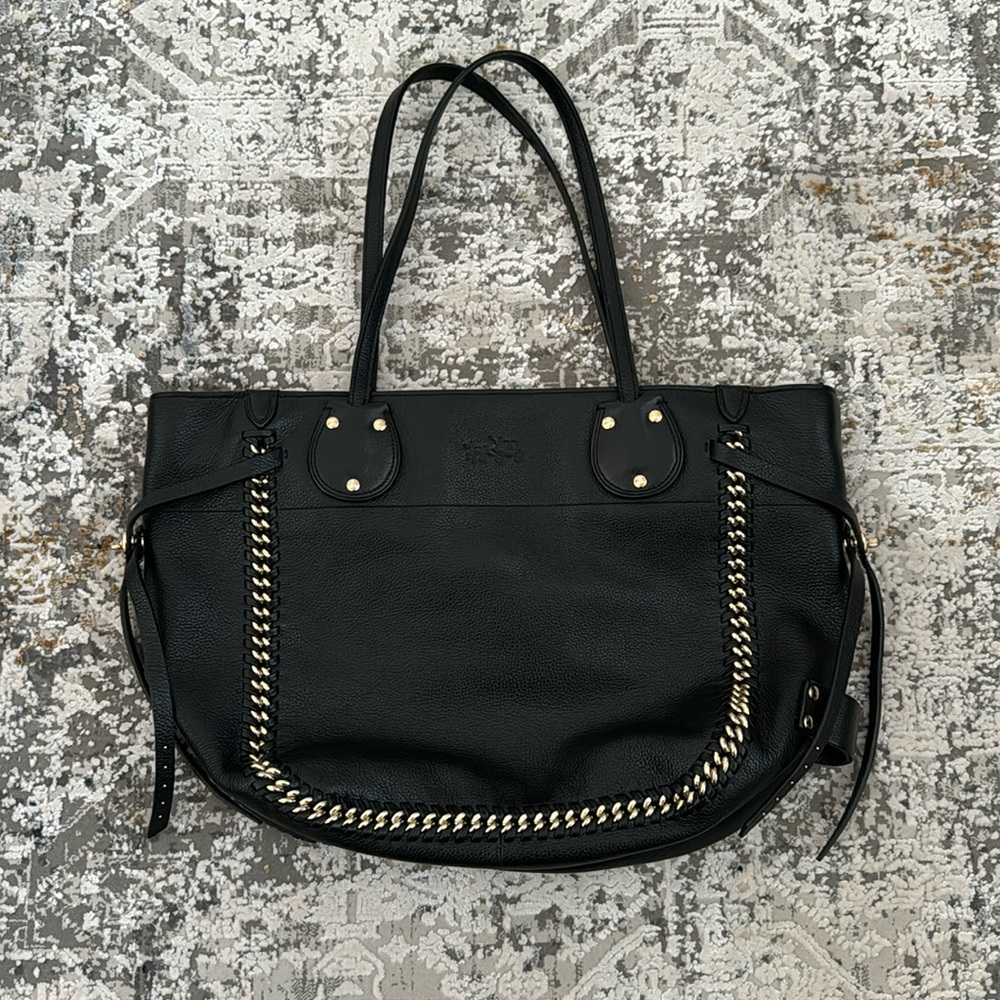 COACH Tatum Whip Lash Pebble Leather Tote Bag